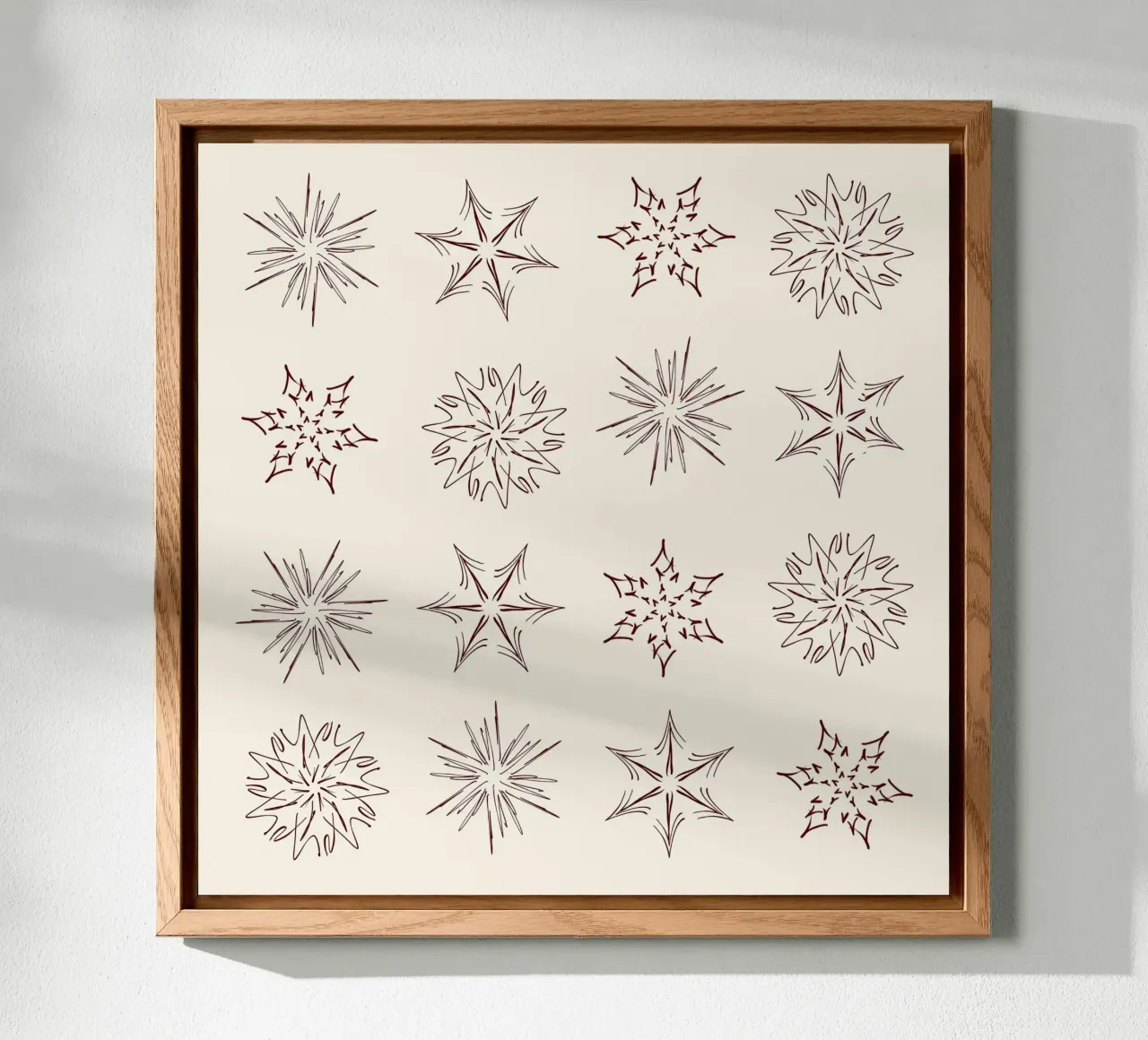 Nordic Stars & Snowflakes | Brown on Cream Neutral alluminio dibond da sabidussi