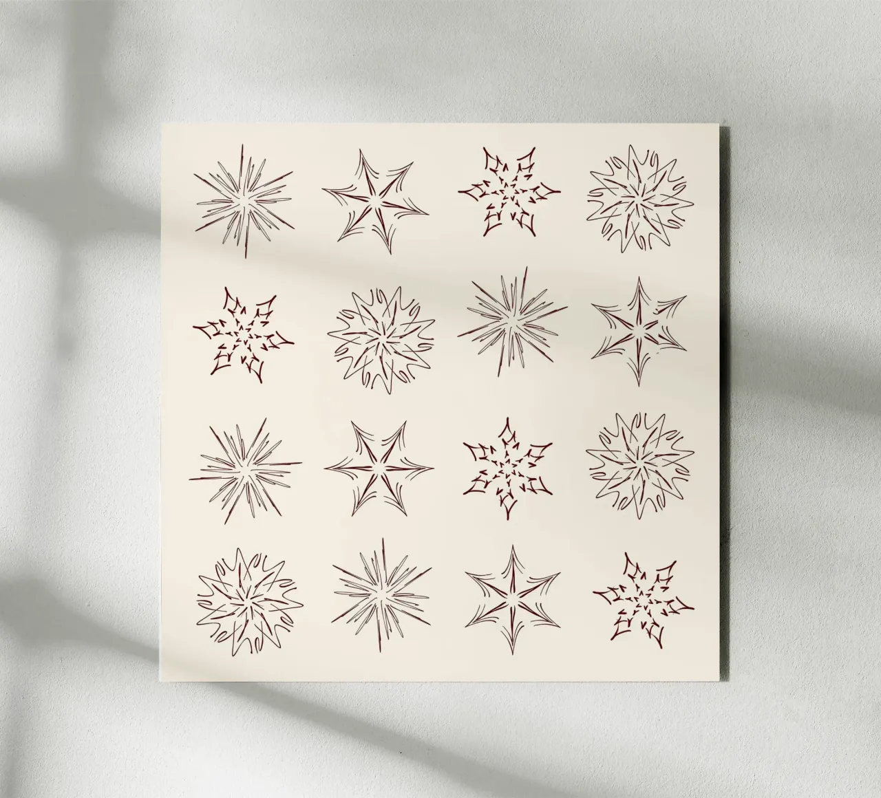 Nordic Stars & Snowflakes | Brown on Cream Neutral alluminio dibond da sabidussi