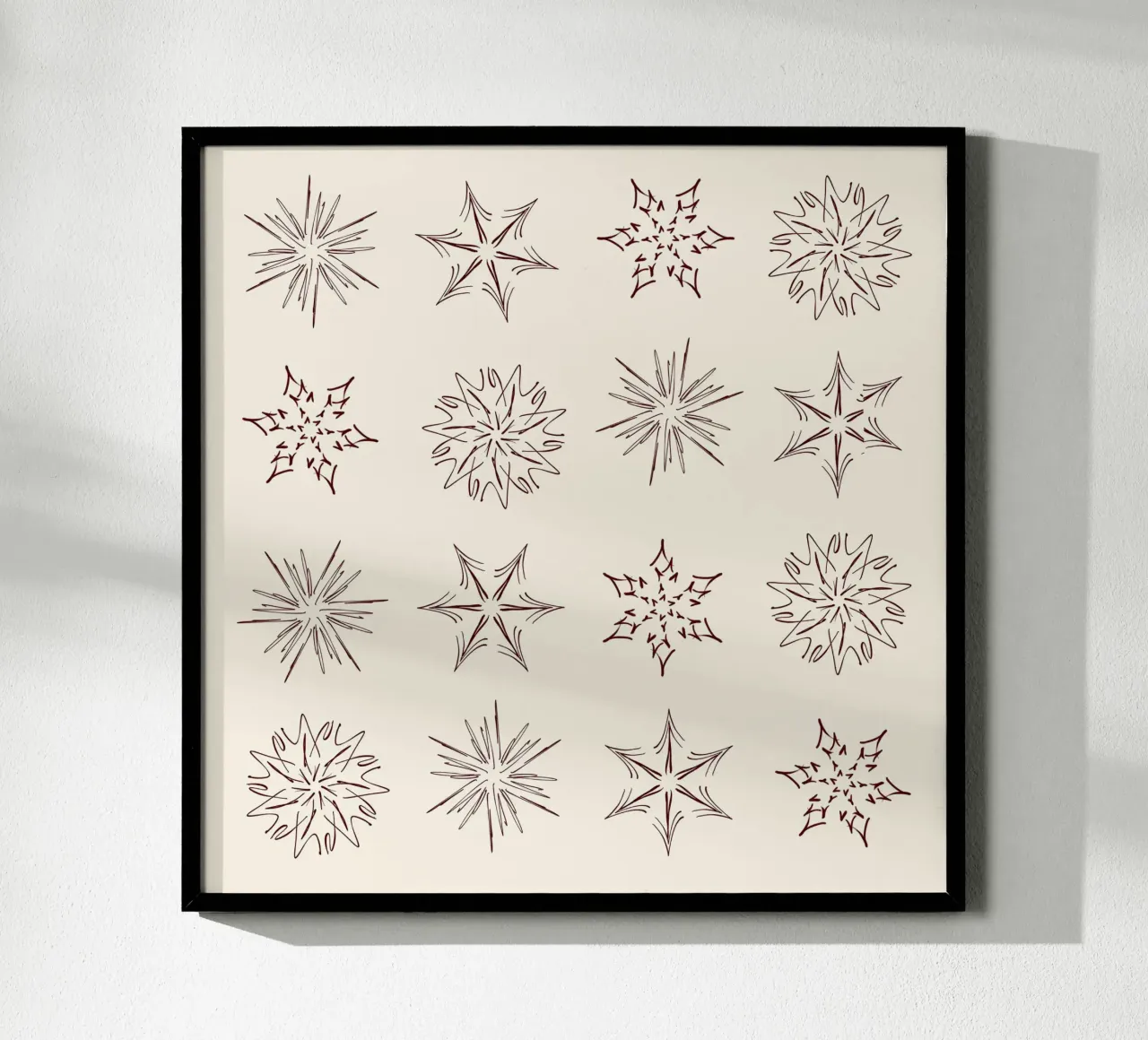 Nordic Stars & Snowflakes | Brown on Cream Neutral poster da sabidussi