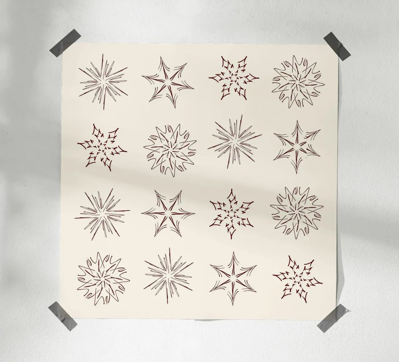 Nordic Stars & Snowflakes | Brown on Cream Neutral poster da sabidussi
