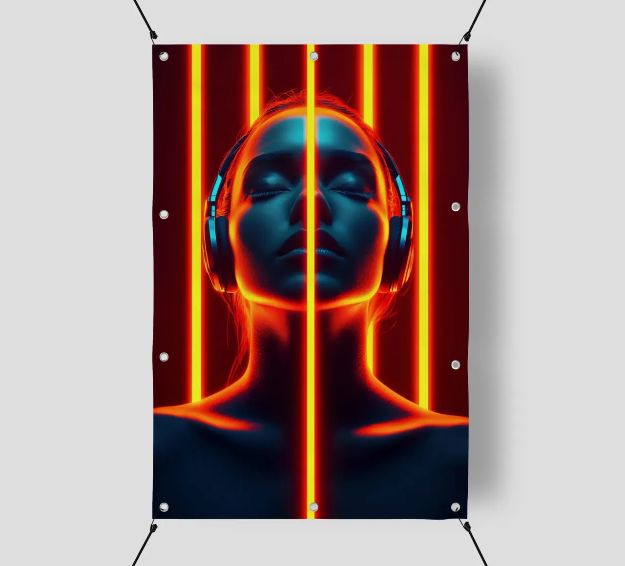 Misticismo digitale | musica, techno, gioco, neon telo in pvc da Autofocus