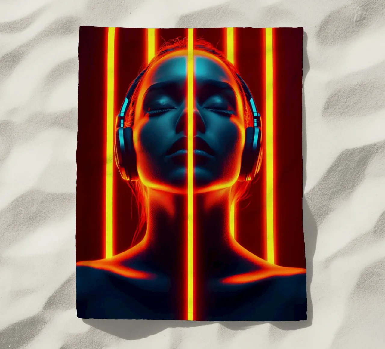 Misticismo digitale | musica, techno, gioco, neon telo mare da Autofocus