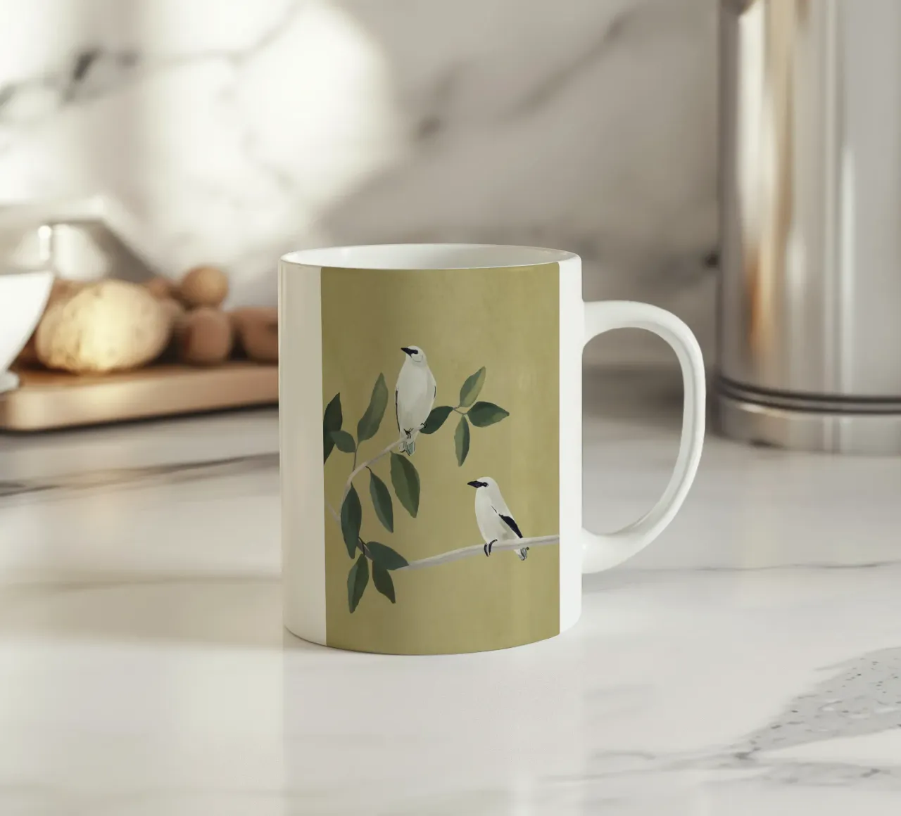 Uccelli minimalisti su un ramo tazza in ceramica da ThingDesign