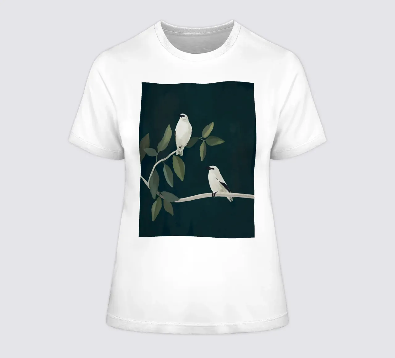 Minimalist Birds On Branch 2 women's fitted t-shirt by ThingDesign