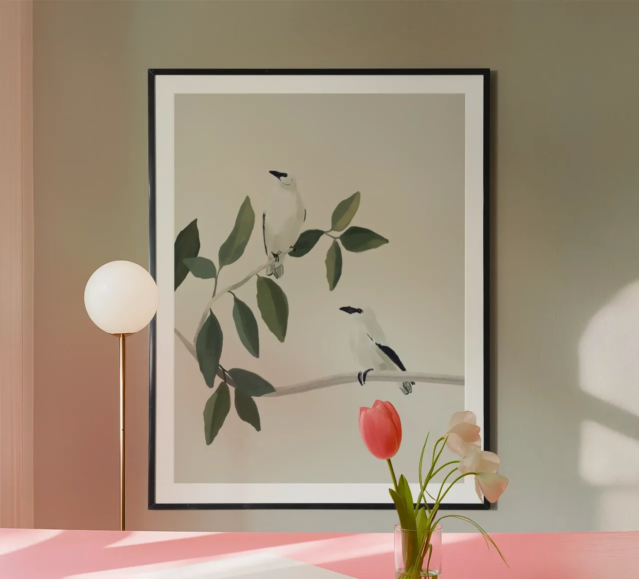 Uccelli minimalisti sul ramo 3 carta hahnemühle da ThingDesign