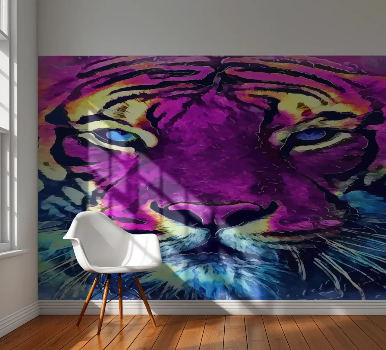 Purple tiger animal art photo wallpaper by Justyna Jaszke JBJart