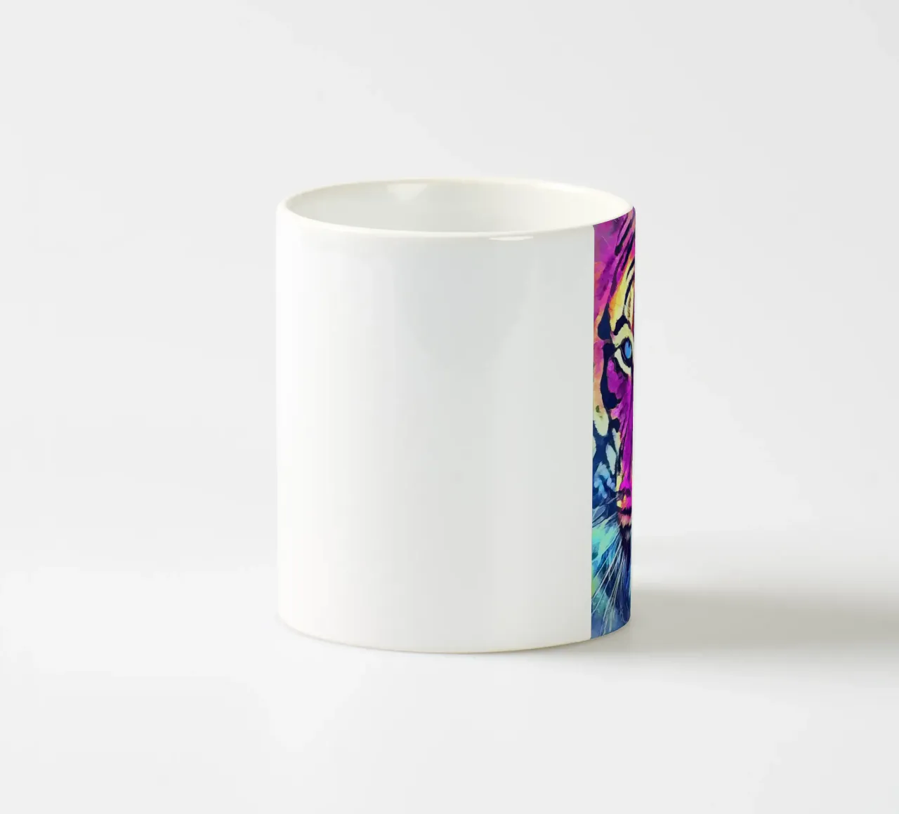 Purple tiger animal art ceramic mug by Justyna Jaszke JBJart