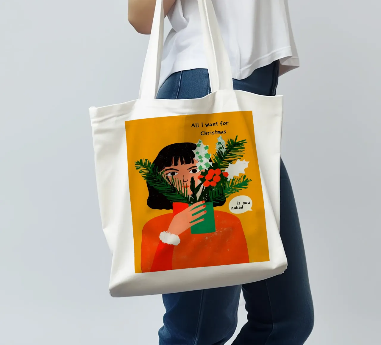 All I Want For Christmas borsa in juta da treechild