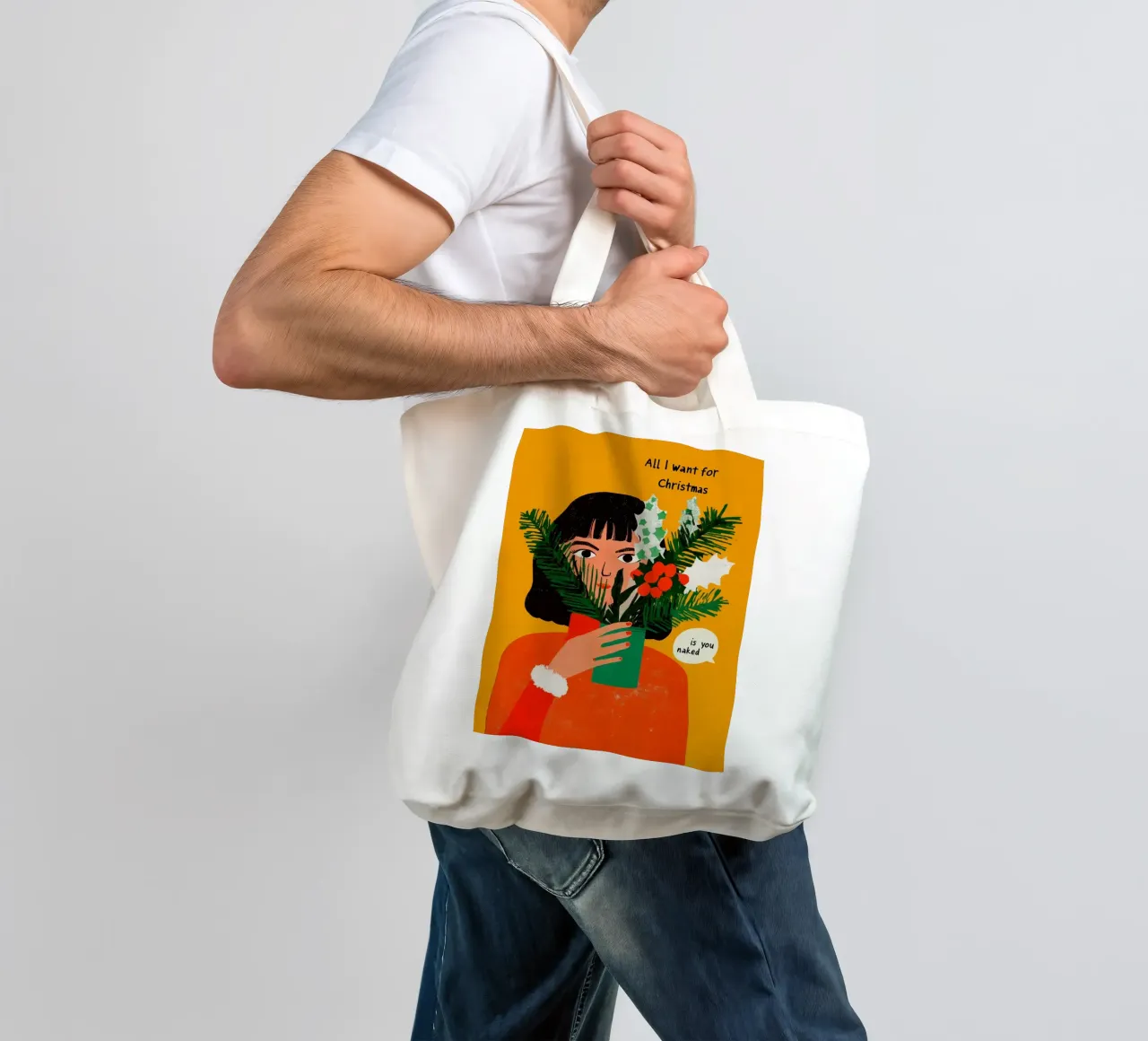 All I Want For Christmas borsa in juta da treechild
