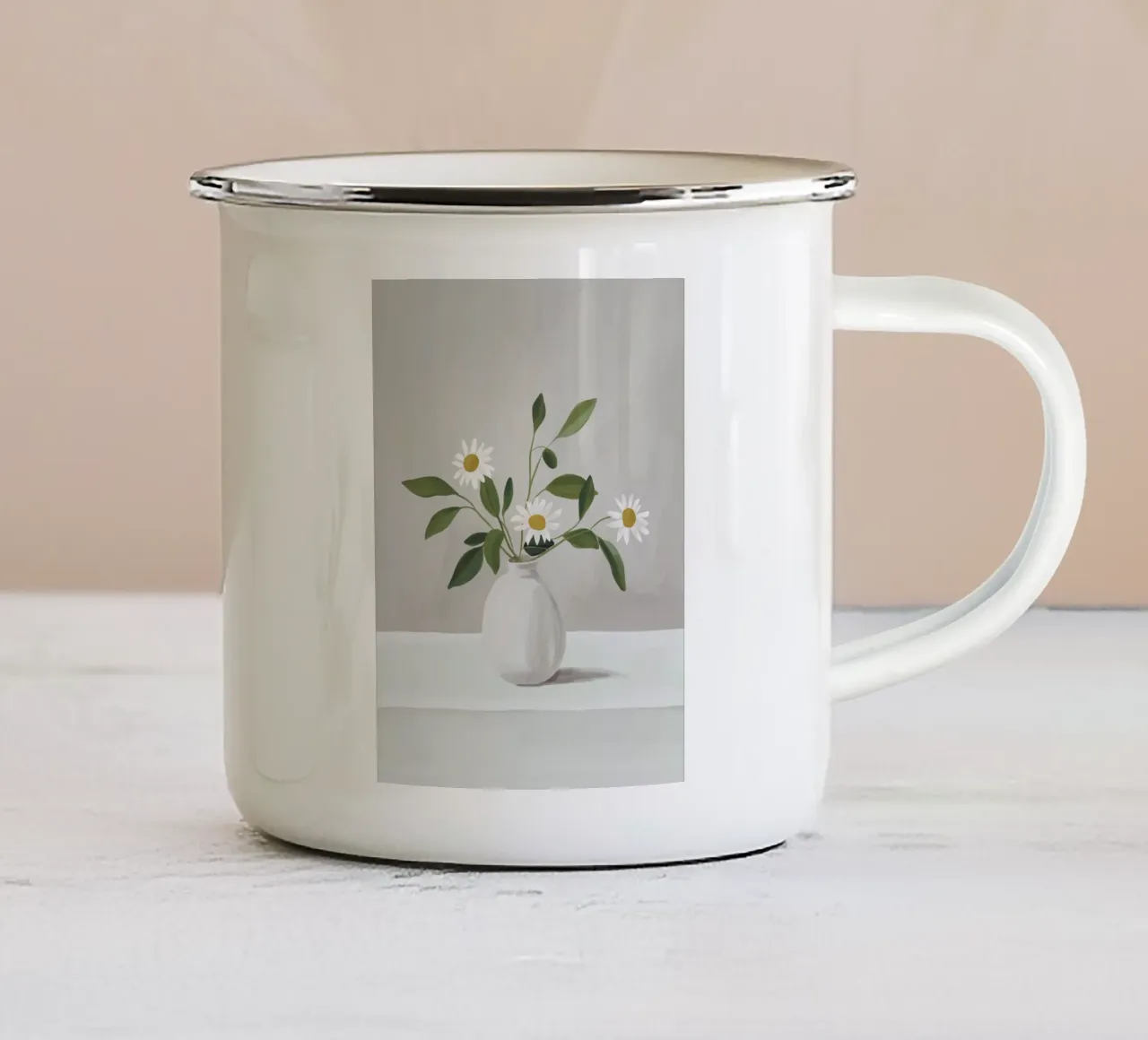 Fiori di margherita minimalisti tazza in smalto da ThingDesign