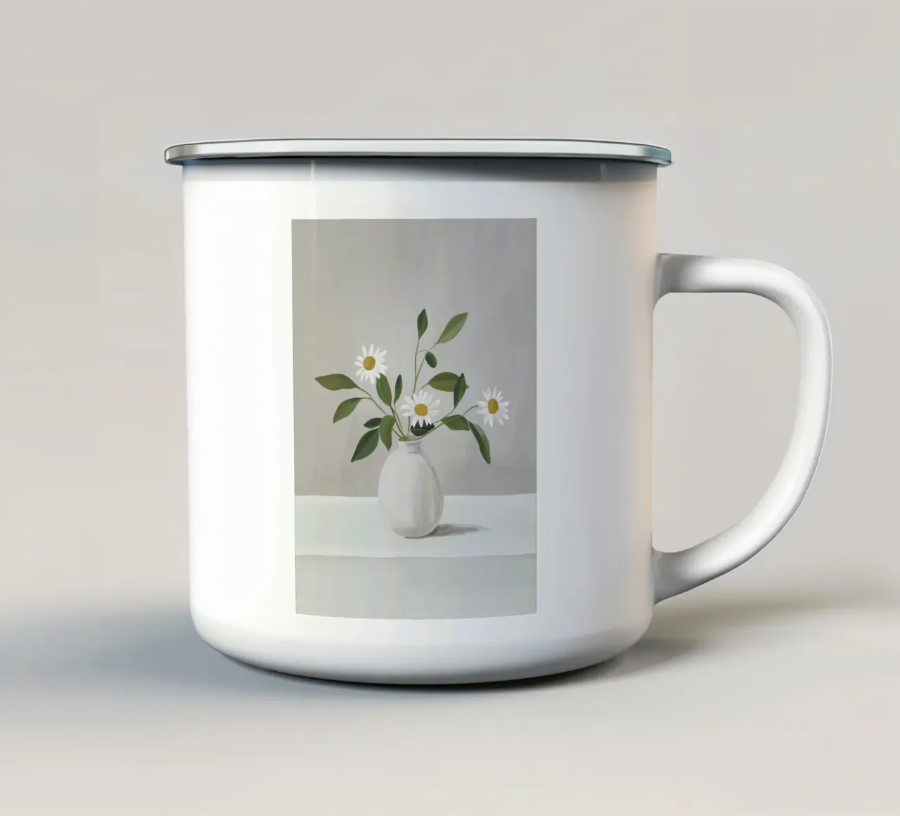 Fiori di margherita minimalisti tazza in smalto da ThingDesign