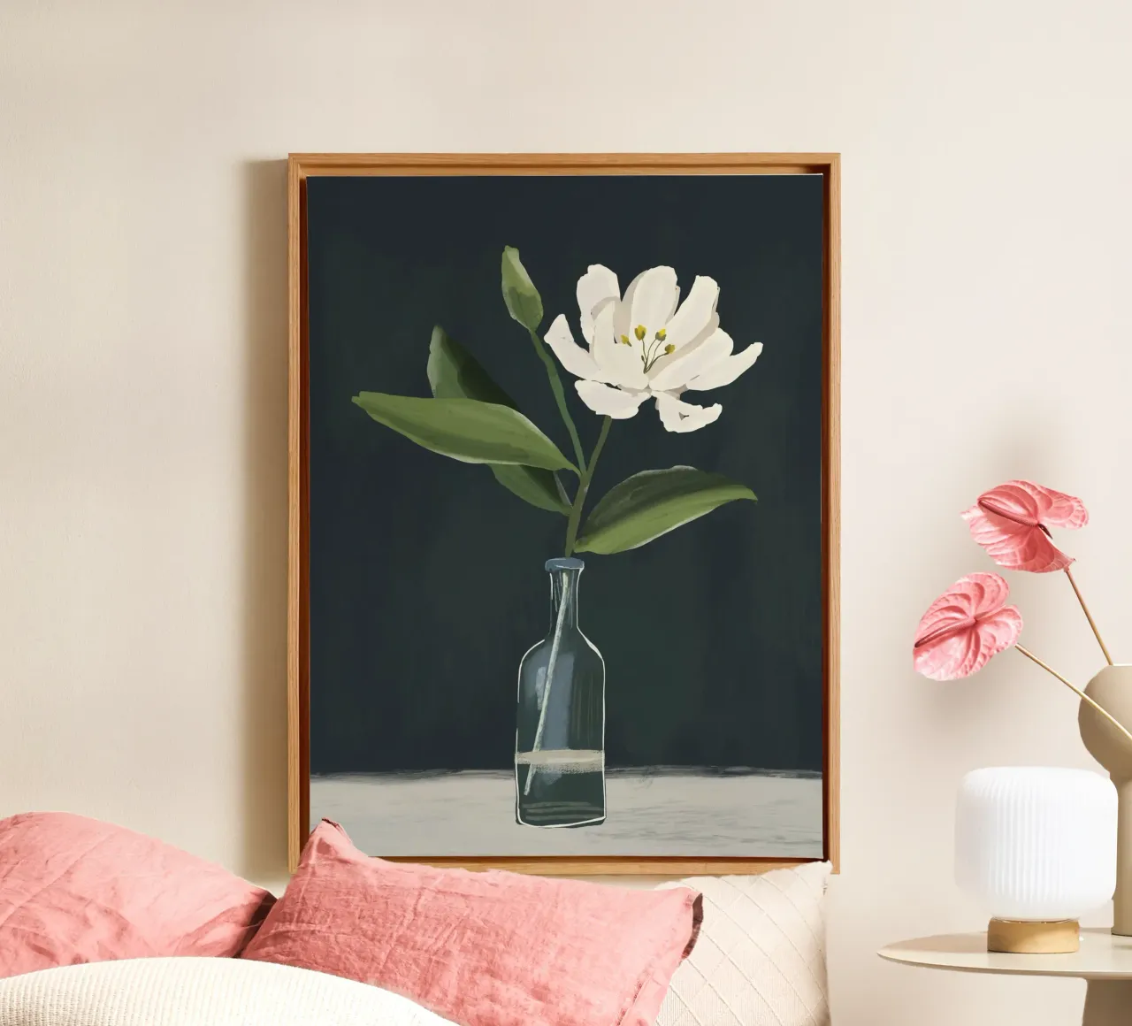 Un fiore in un vaso tela con Cornice a cassetta da ThingDesign