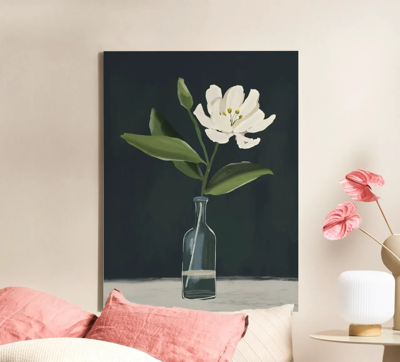 Un fiore in un vaso tela con Cornice a cassetta da ThingDesign