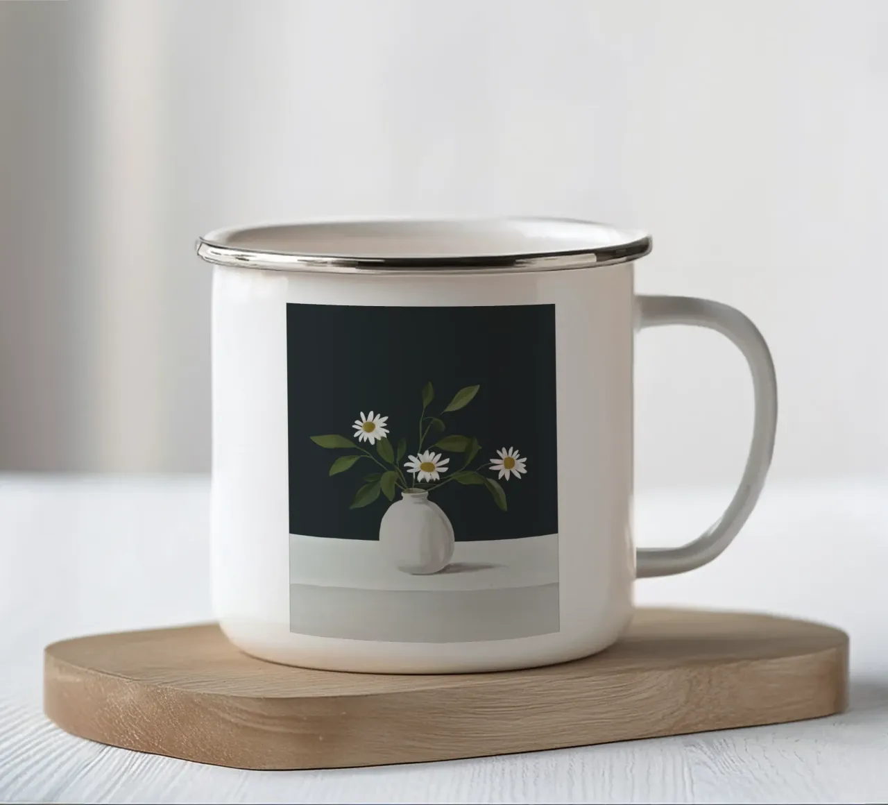 Fiori di margherita minimalisti 2 tazza in smalto da ThingDesign