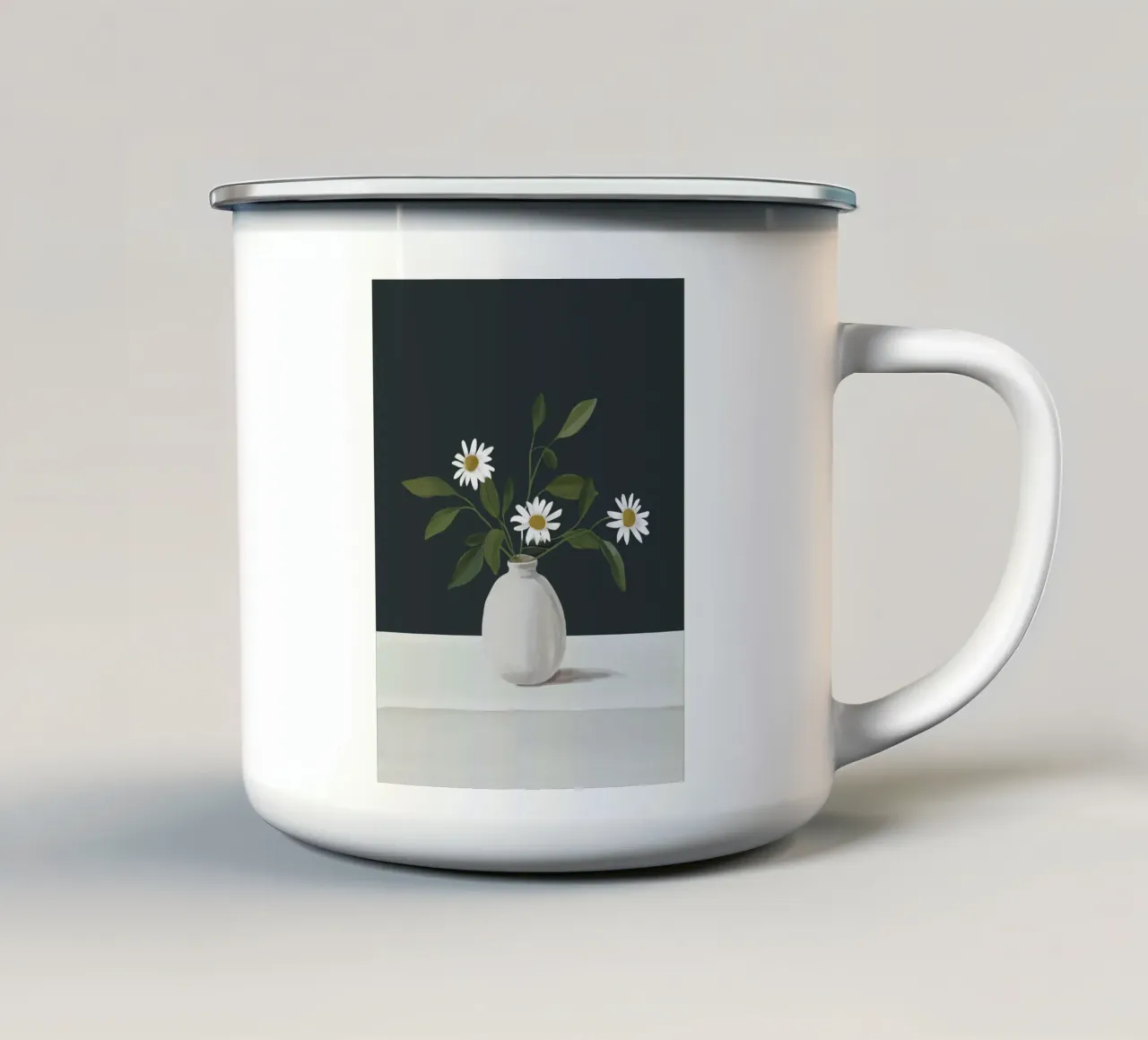 Fiori di margherita minimalisti 2 tazza in smalto da ThingDesign
