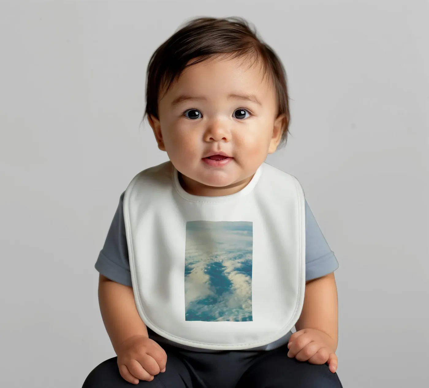 Cloud Sea baby bib by Leah Flores