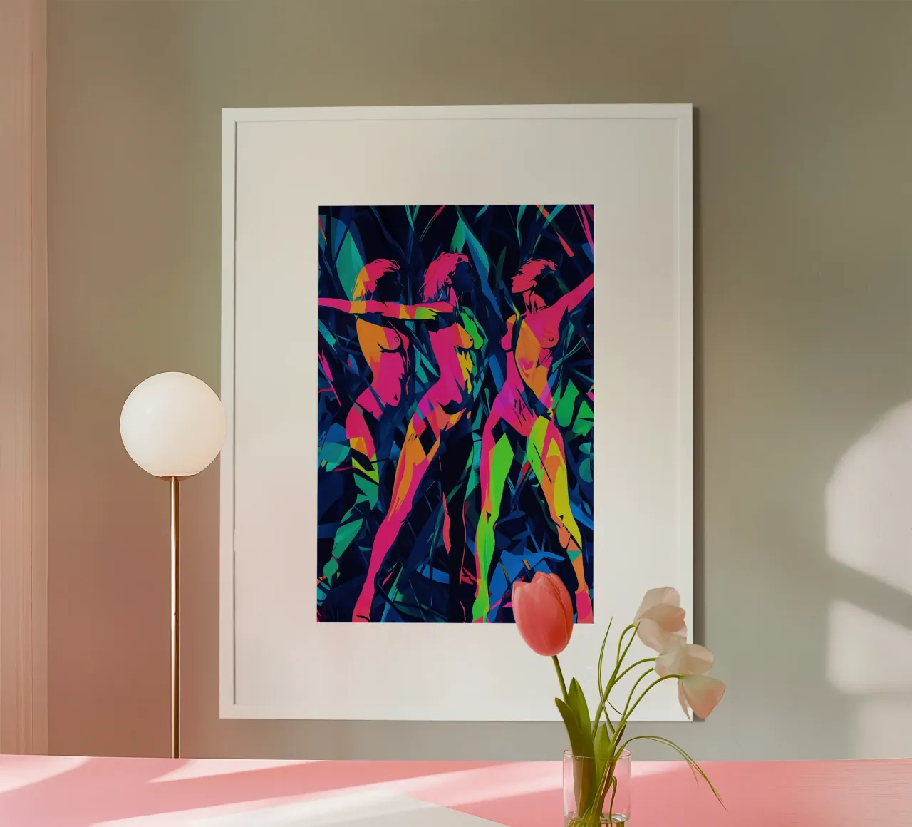 Femmes nues dansant dans la jungle de néons poster de Autofocus
