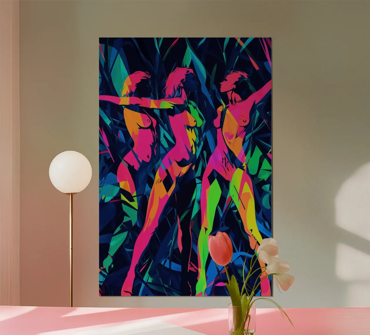 Femmes nues dansant dans la jungle de néons poster de Autofocus