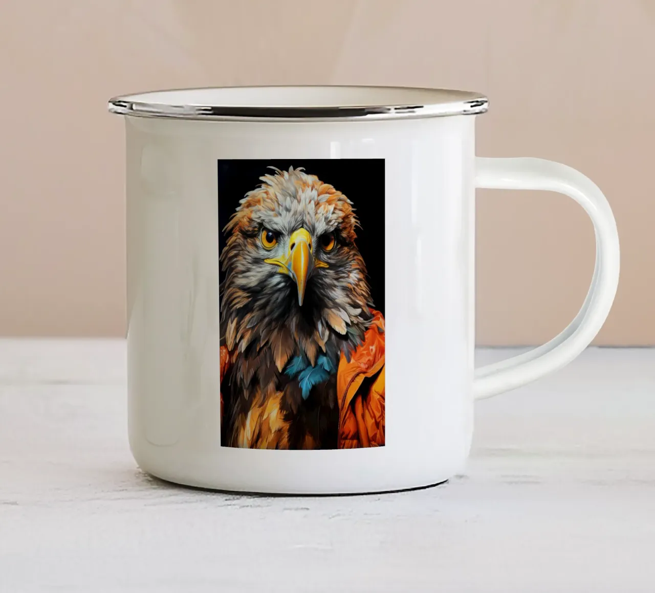 L'aquila, l'uccello, arte animale tazza in smalto da Justyna Jaszke JBJart