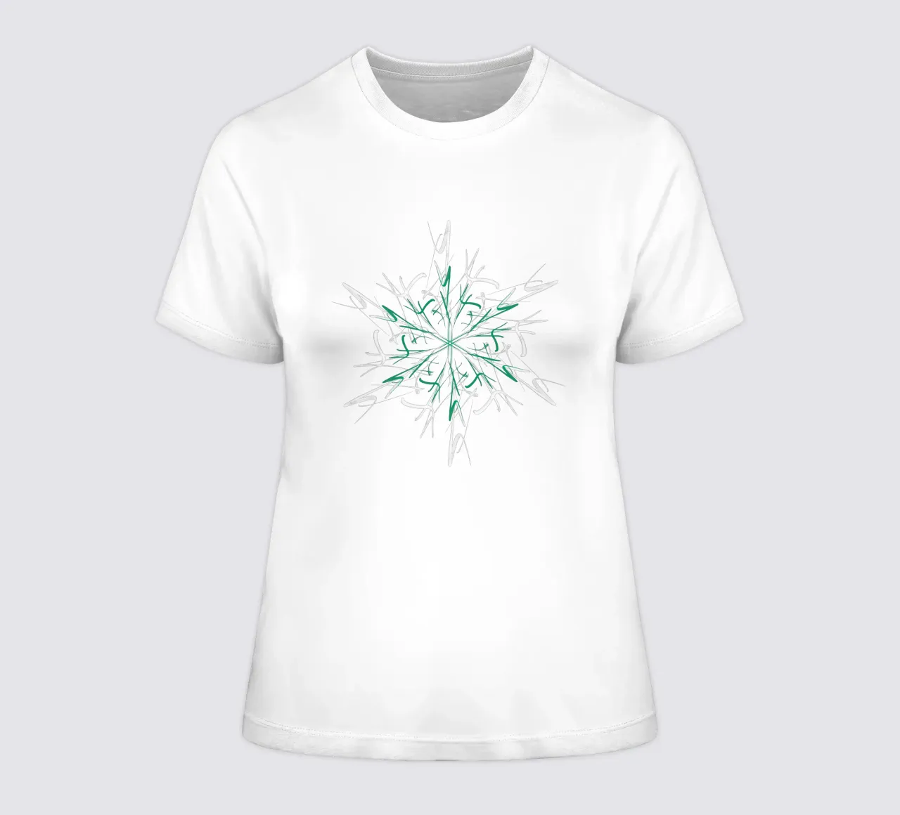 Stella di Natale verde e grigio argento t-shirt da donna da sabidussi
