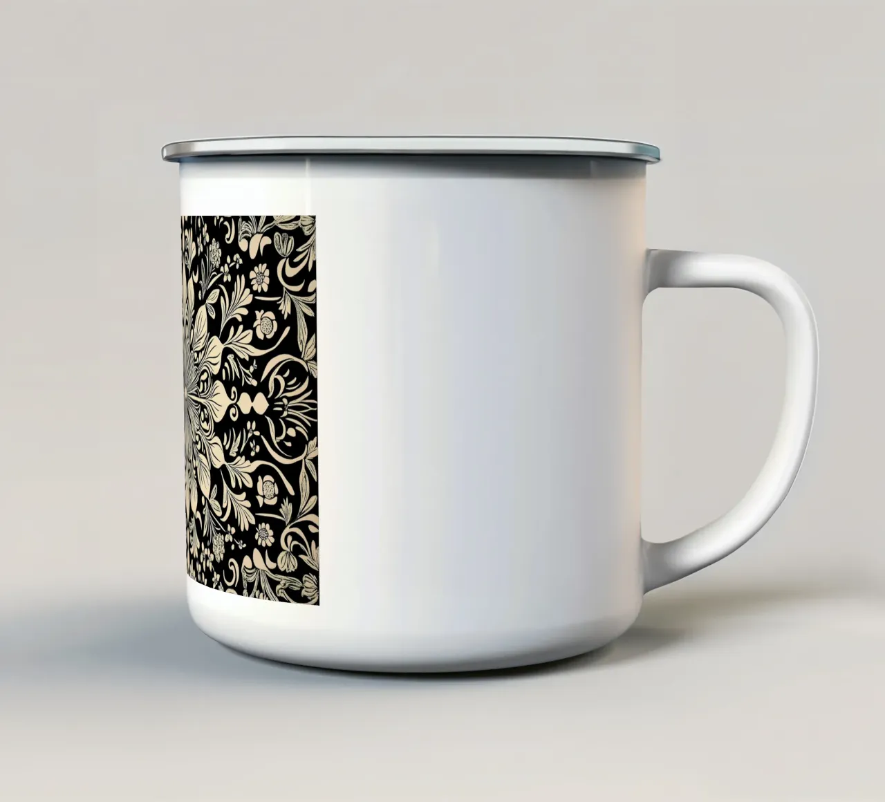 William Morris "The Circle of Creation: Mandalas Unleashed" Emaille Tasse von Nikis Art Studio