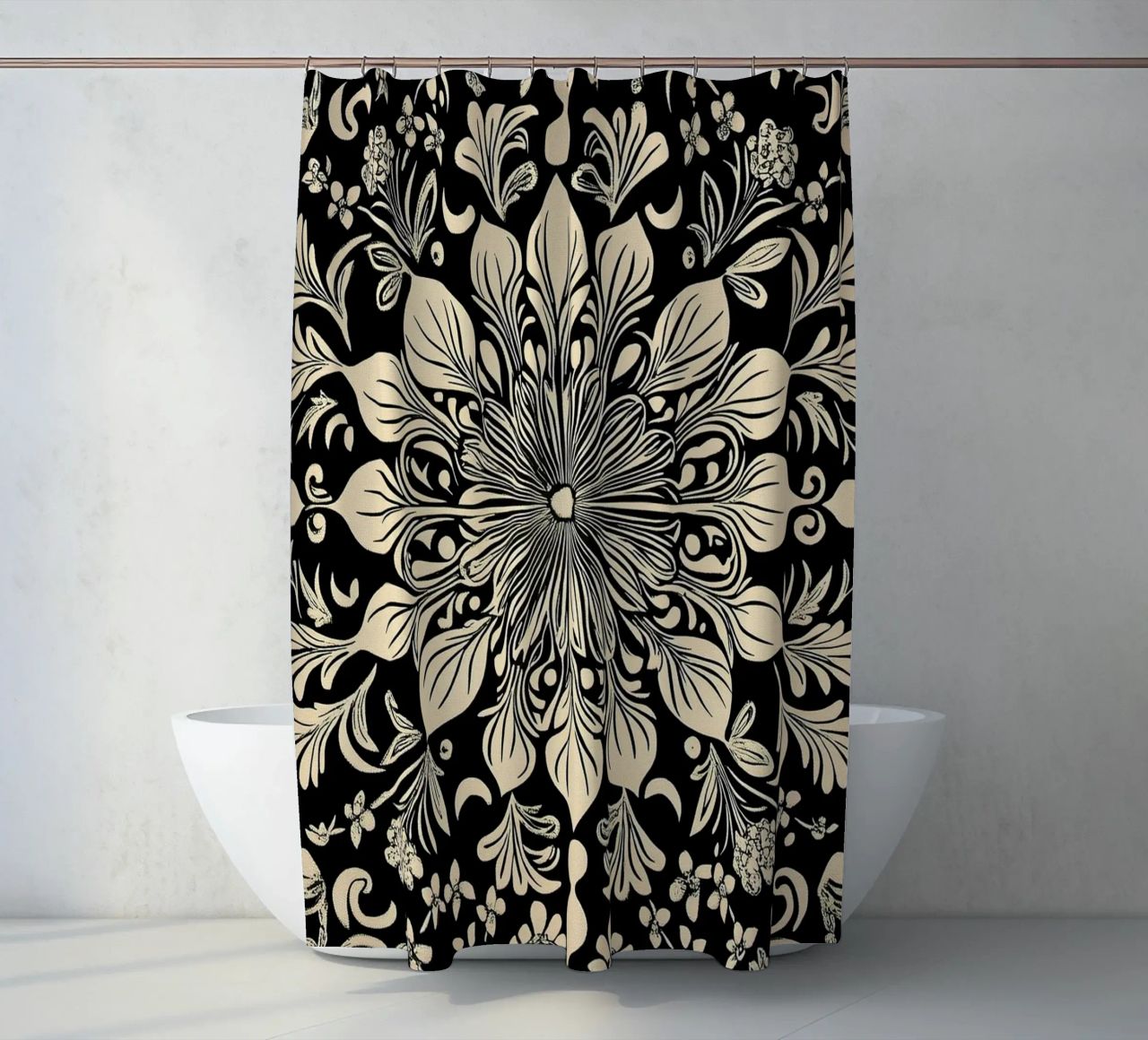 William Morris "The Circle of Creation: Mandalas Unleashed" cortina de baño de Nikis Art Studio