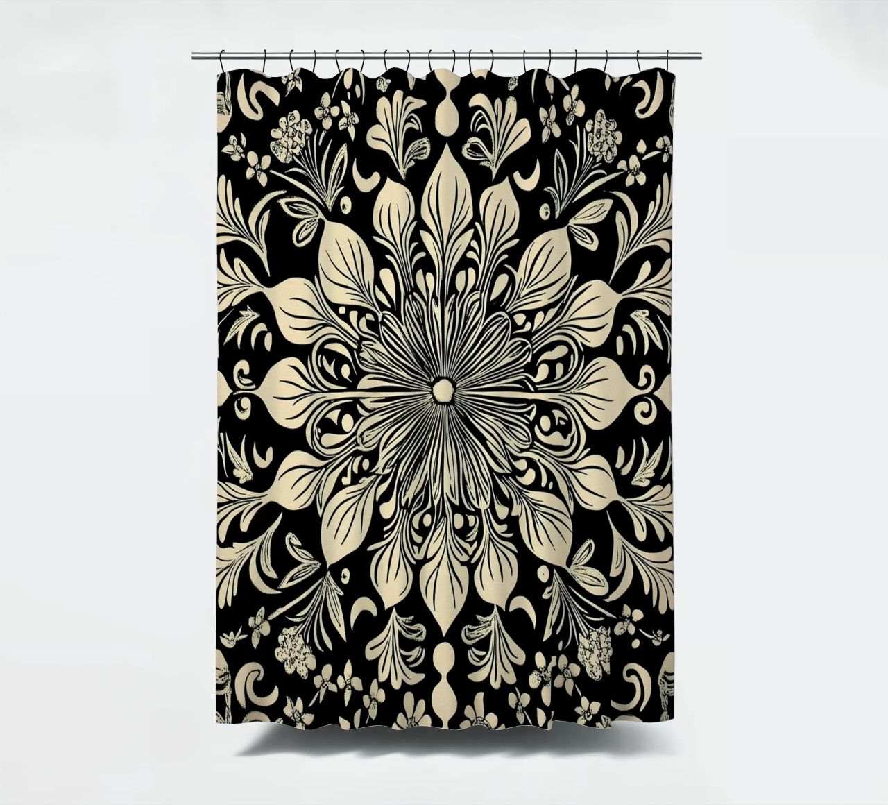 William Morris "The Circle of Creation: Mandalas Unleashed" cortina de baño de Nikis Art Studio