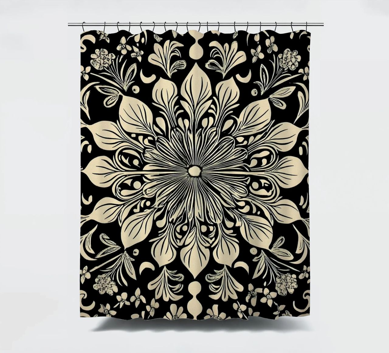 William Morris "The Circle of Creation: Mandalas Unleashed" cortina de baño de Nikis Art Studio