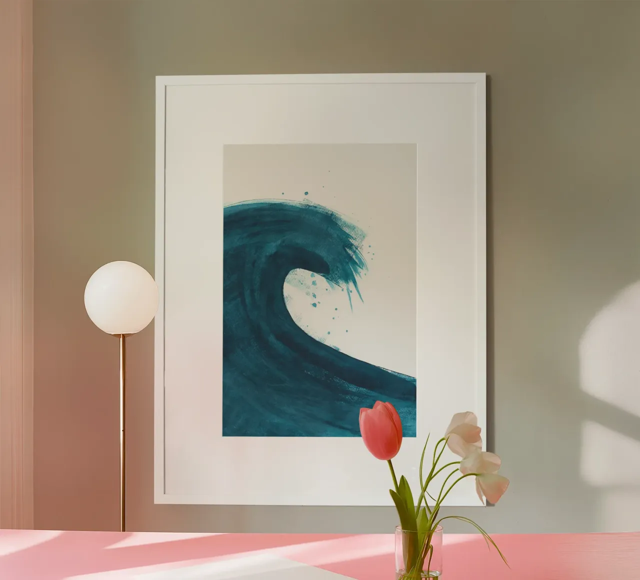 Arte Dalprem Kaur - Un'onda di vita poster con telaio in legno da The Artcircle