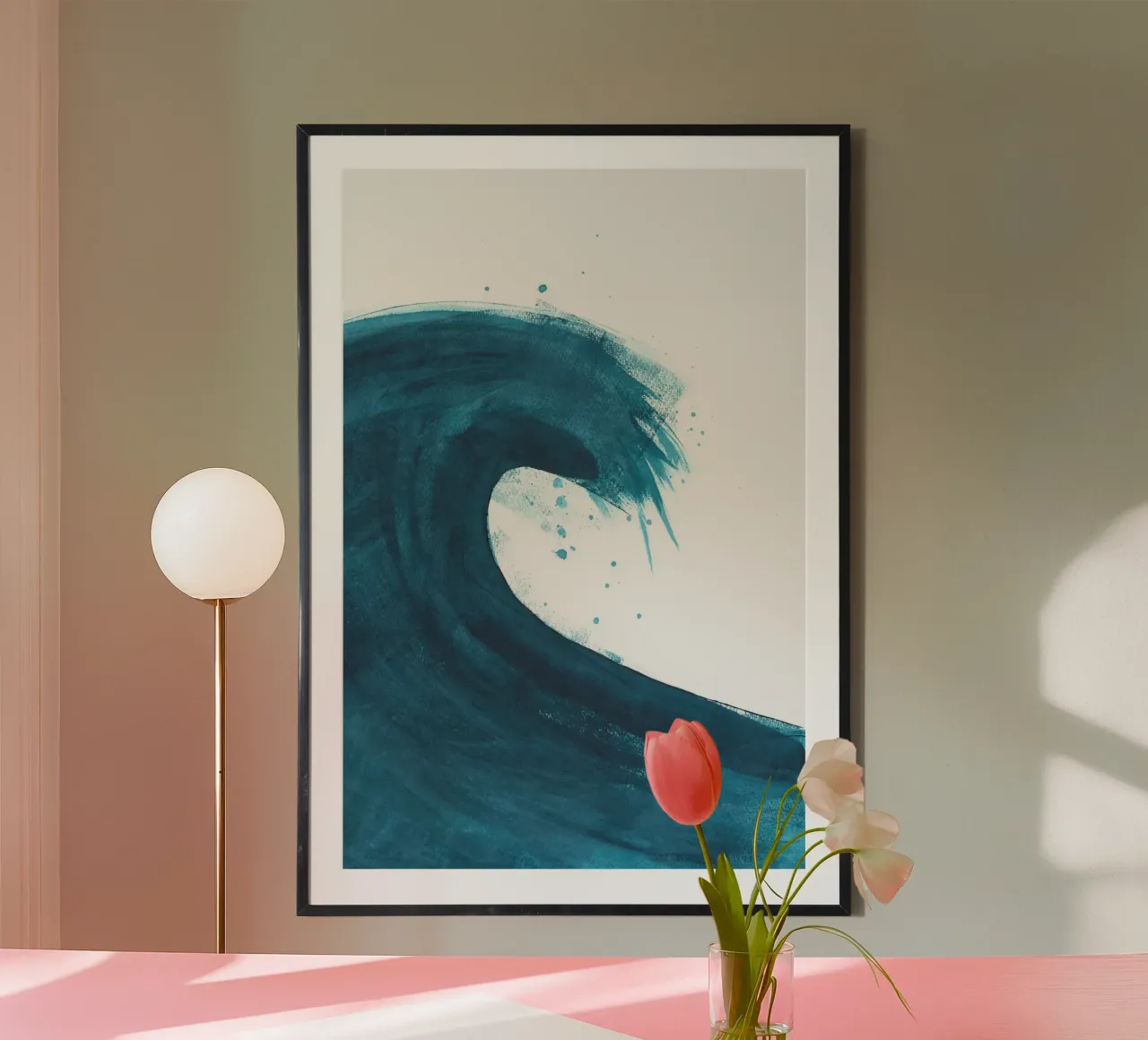 Arte Dalprem Kaur - Un'onda di vita poster con telaio in legno da The Artcircle