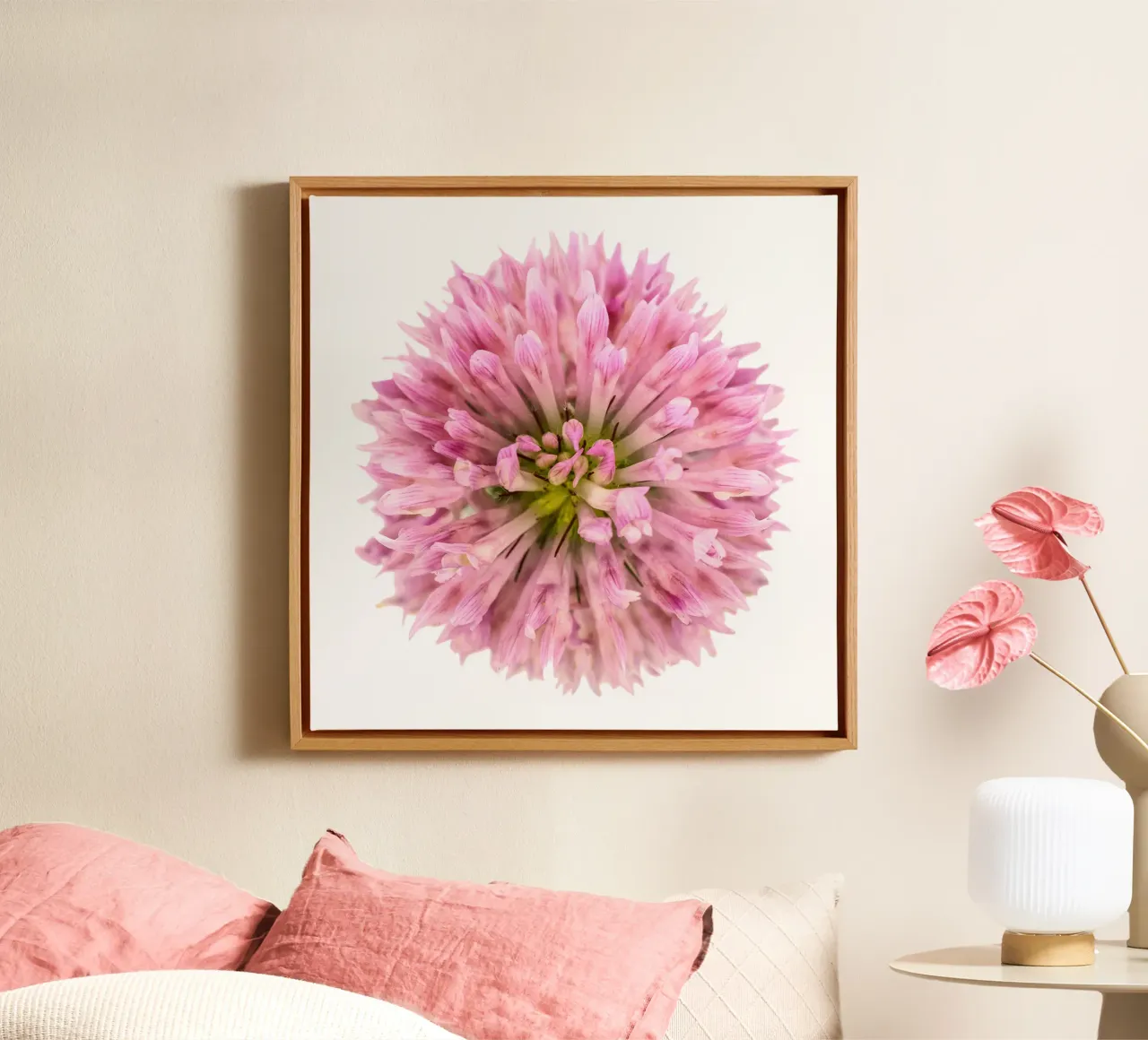 Red Clover Flower canvas with Floater frame by Curious Collections by Marielle Leenders
