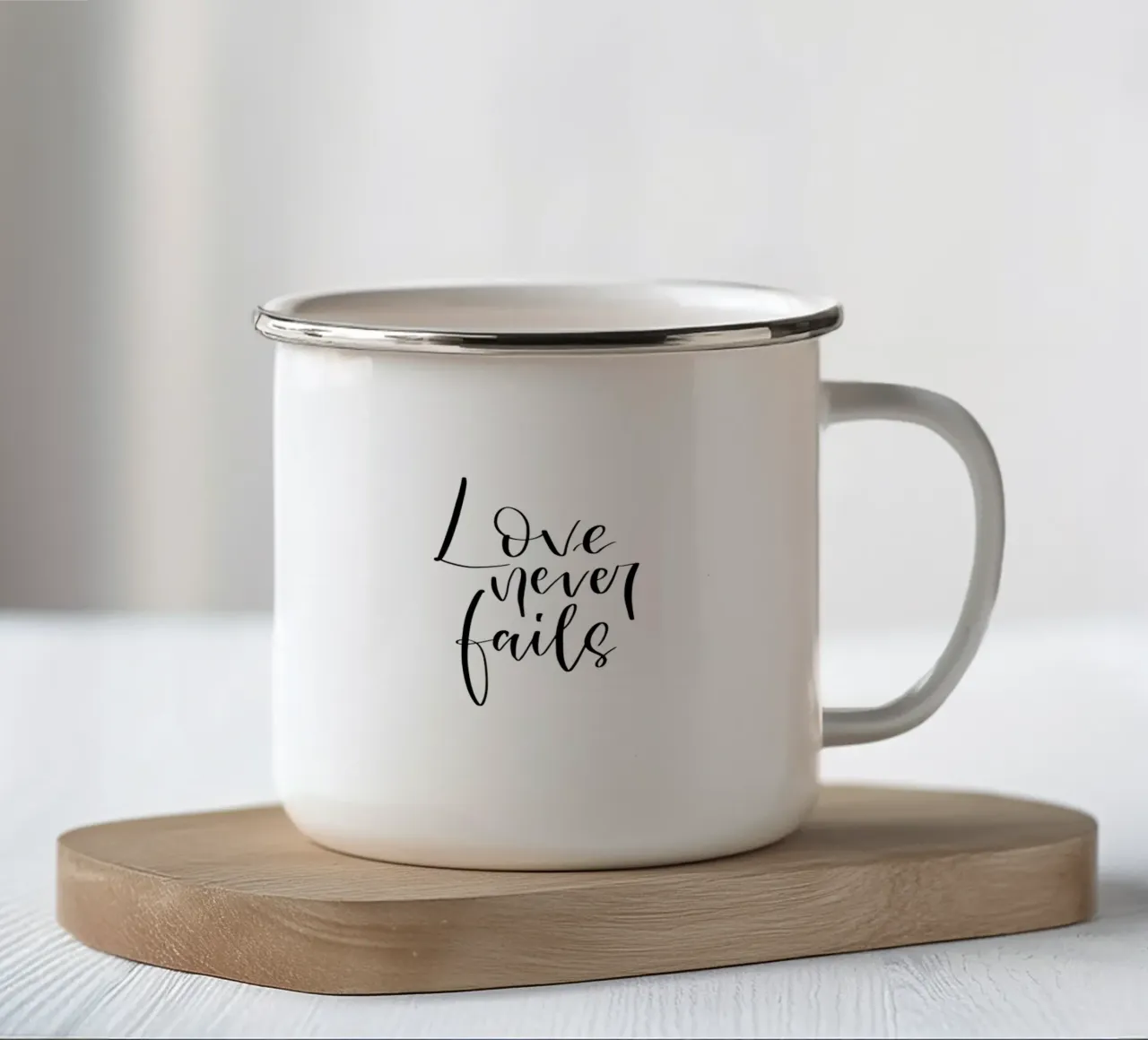 Love never fails tazza in smalto da julianas.letterei
