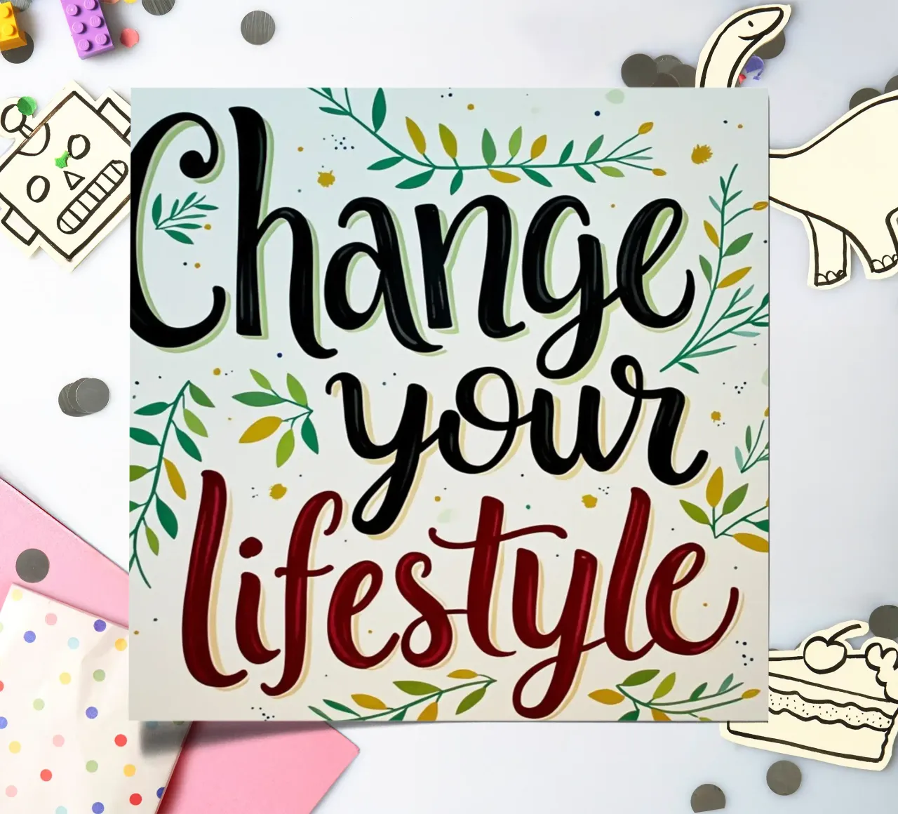 Ändern Sie Ihren Lebensstil Stickerbogen von inspirational quote