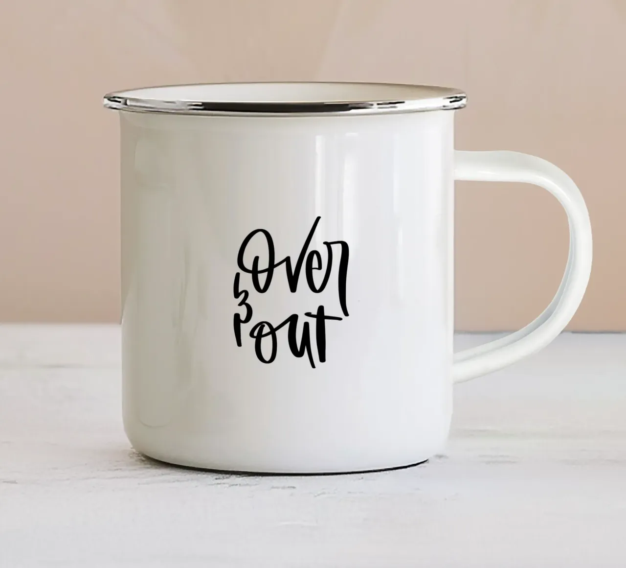 over & out tazza in smalto da julianas.letterei