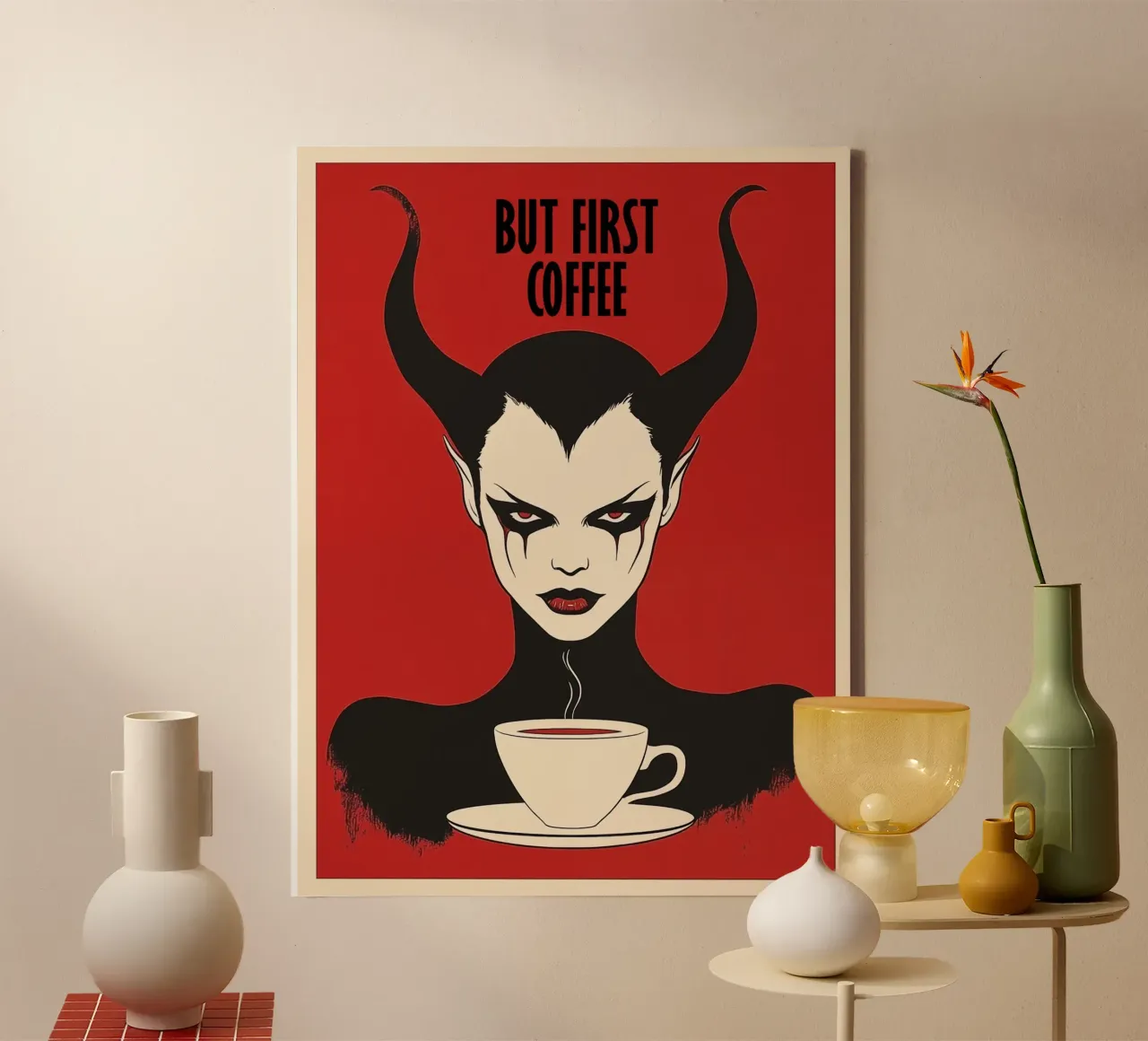 Primer café | Vampire breakfast lienzo con Marco flotante de Autofocus
