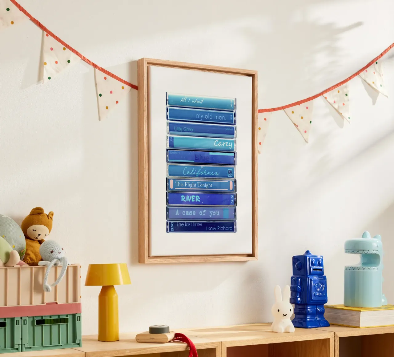 Joni Mitchell - Stampa cassetta blu tela con Cornice a cassetta da MrMustardPrints
