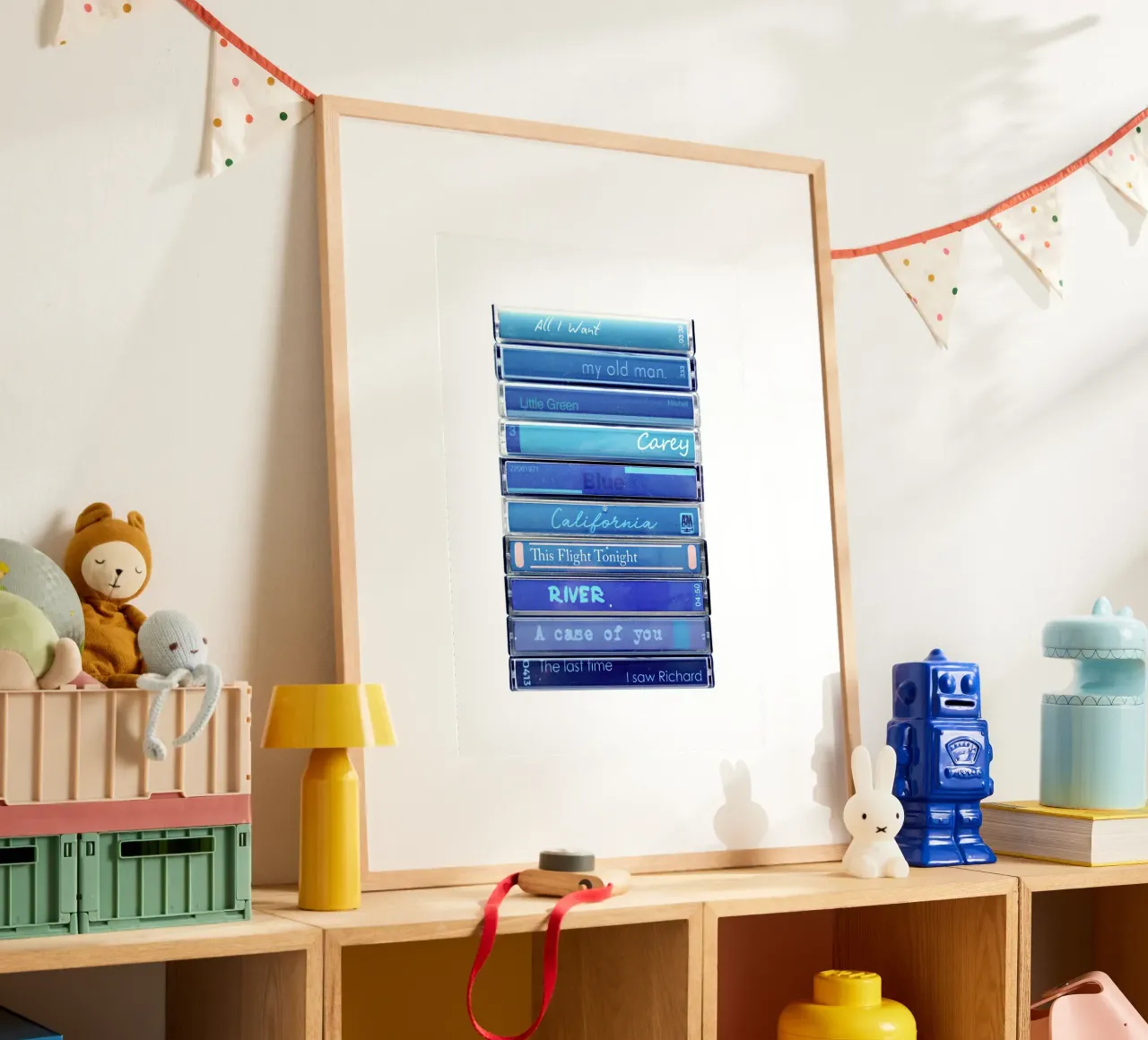 Joni Mitchell - Stampa cassetta blu poster con telaio in alluminio da MrMustardPrints