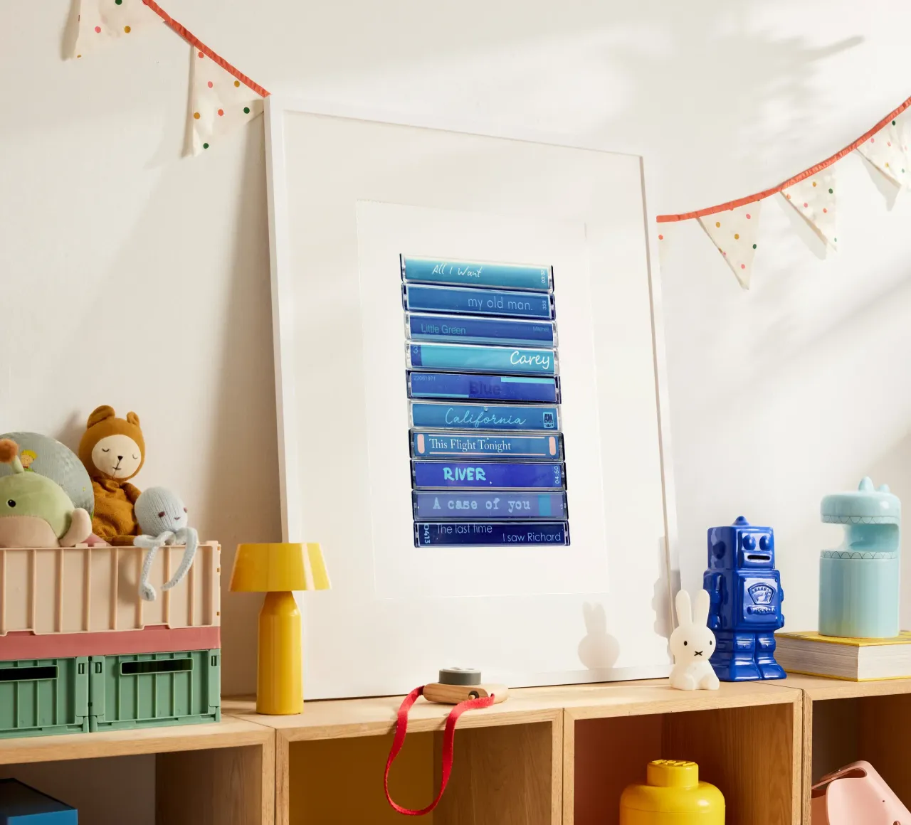 Joni Mitchell - Stampa cassetta blu poster con telaio in alluminio da MrMustardPrints