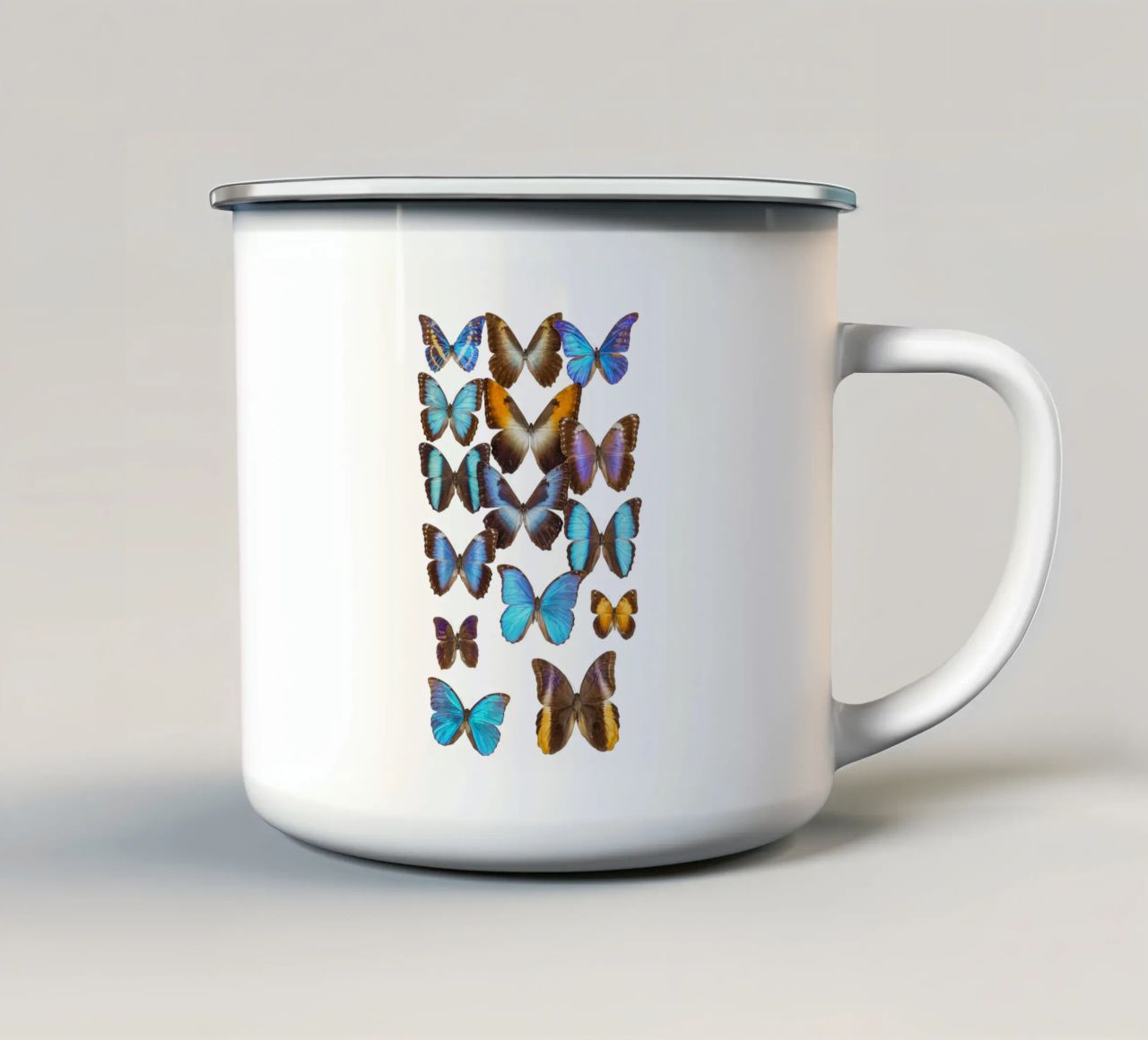 Wings of Tranquility: Exotic Butterflies tazza in smalto da Curious Collections by Marielle Leenders