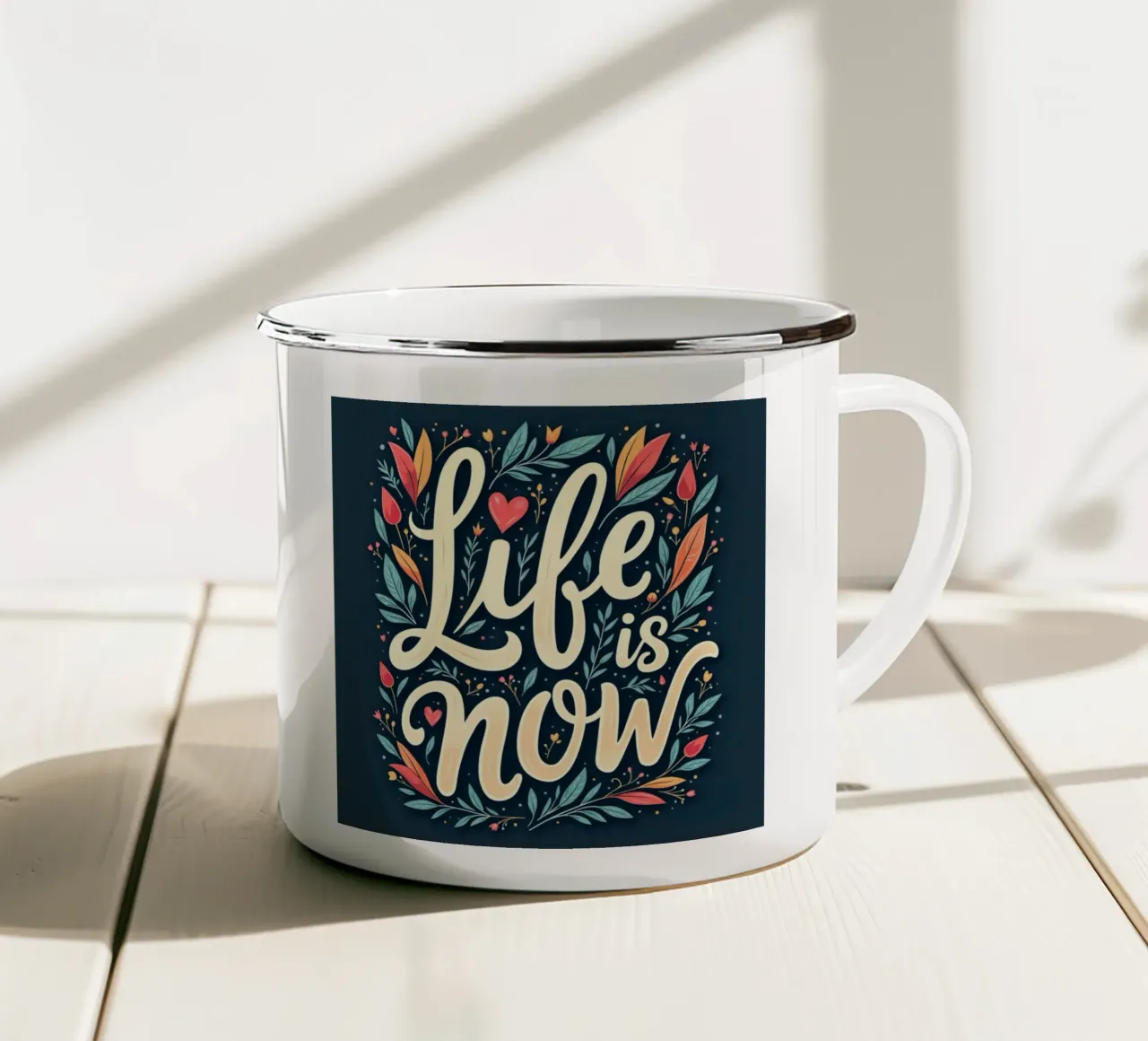 La vita è adesso tazza in smalto da inspirational quote