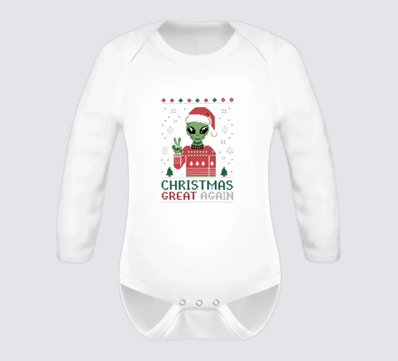 CHRISTMAS GREAT AGAIN long-sleeve baby romper by edsonramosart