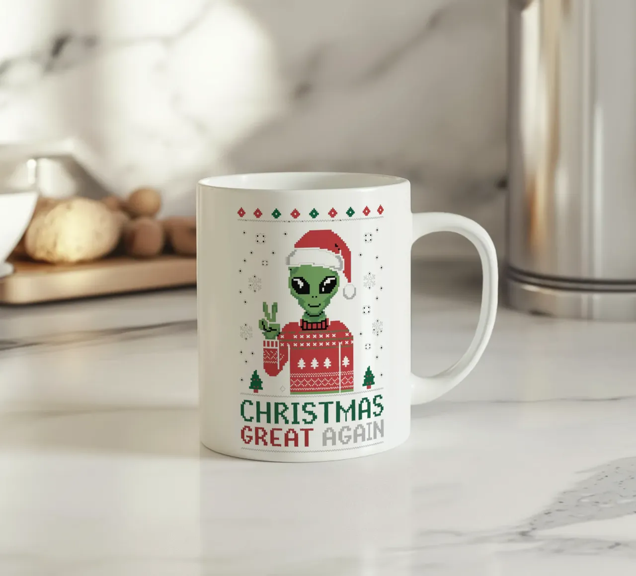 CHRISTMAS GREAT AGAIN tazza in ceramica da edsonramosart