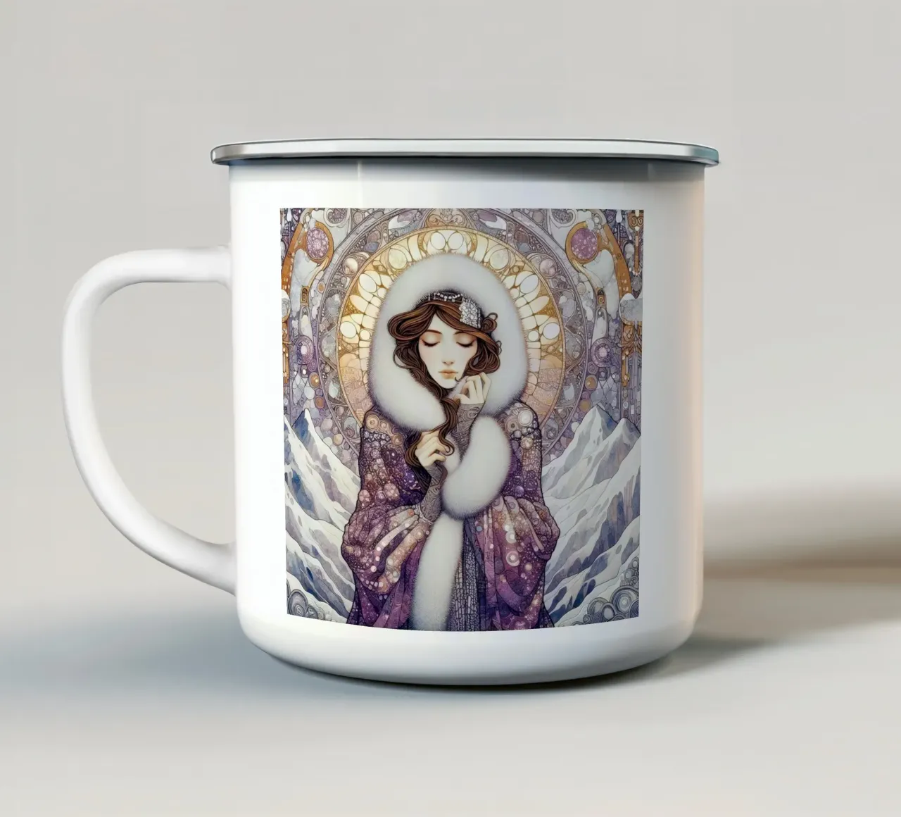 Figlia delle montagne tazza in smalto da Art-Nouveau-Dsg