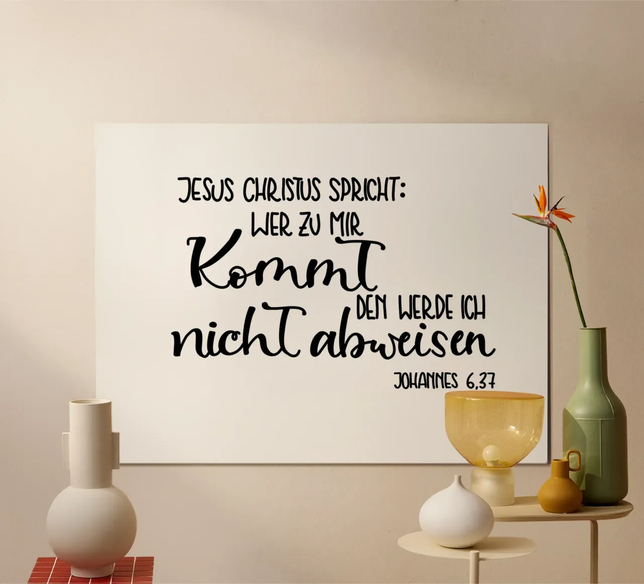 Wer zu mir kommt... poster con telaio in legno da Letters of Love