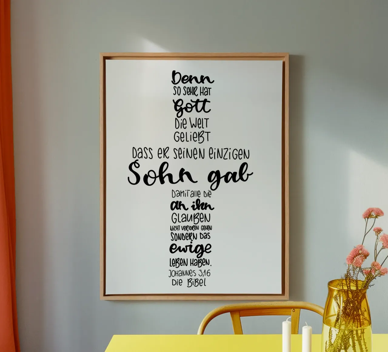 Johannes 3,16 tela con Cornice a cassetta da Letters of Love