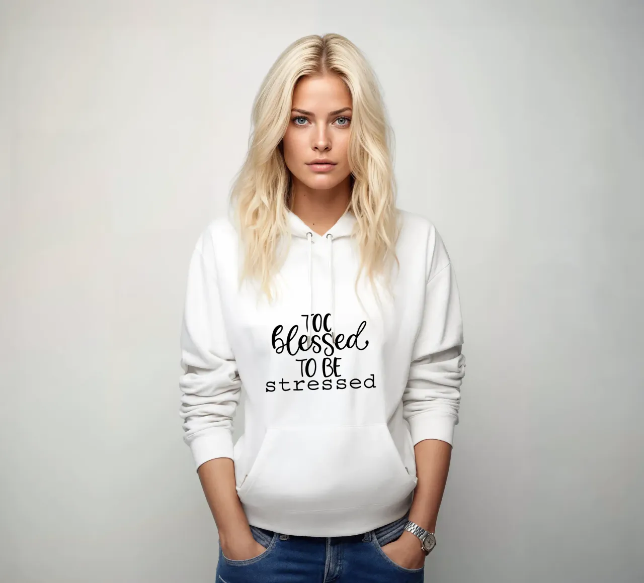 Too blessed to be stressed felpa con cappuccio da Letters of Love