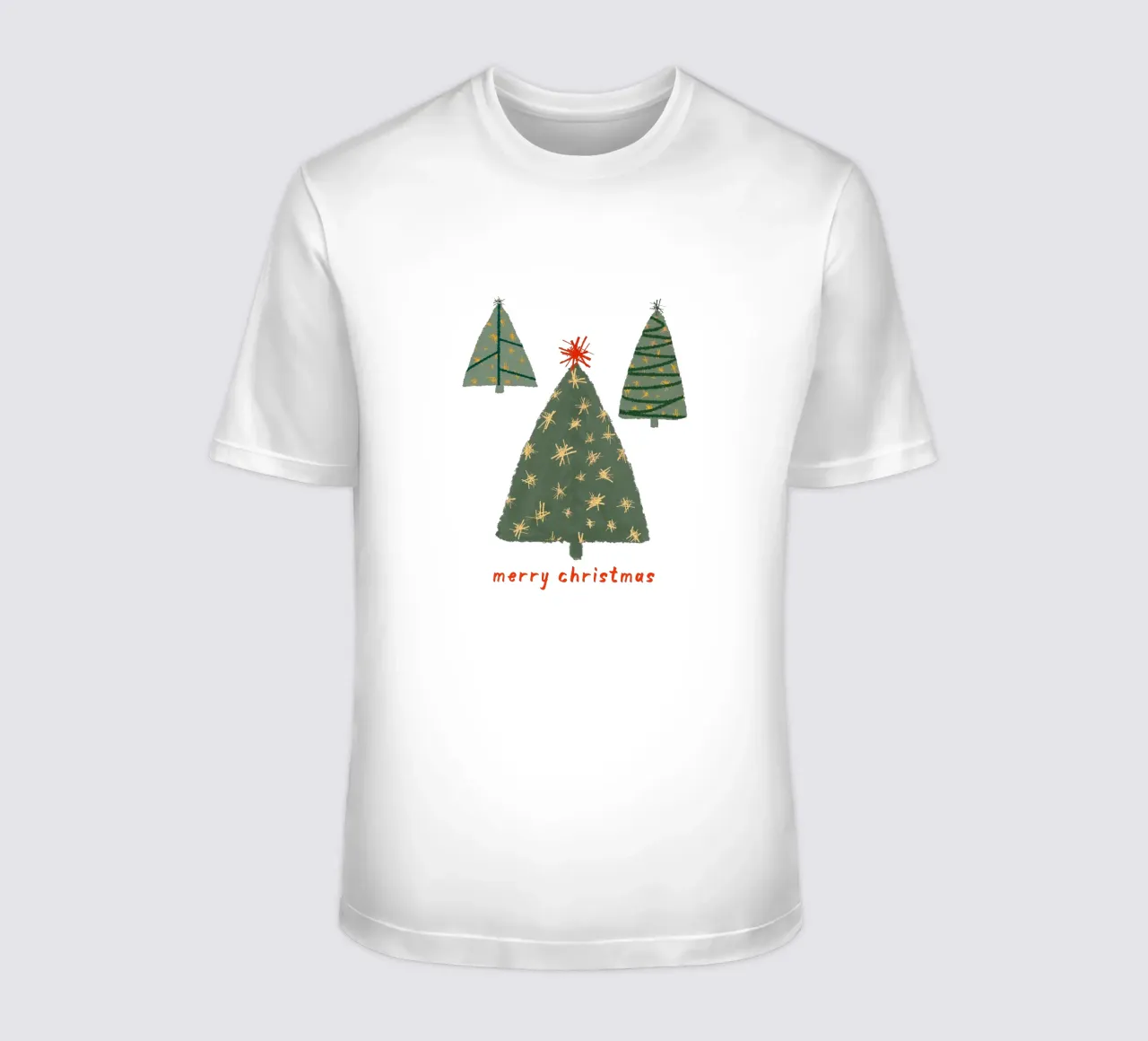 Merry Christmas | Simple Nordic Tree Scene T-Shirt von sabidussi