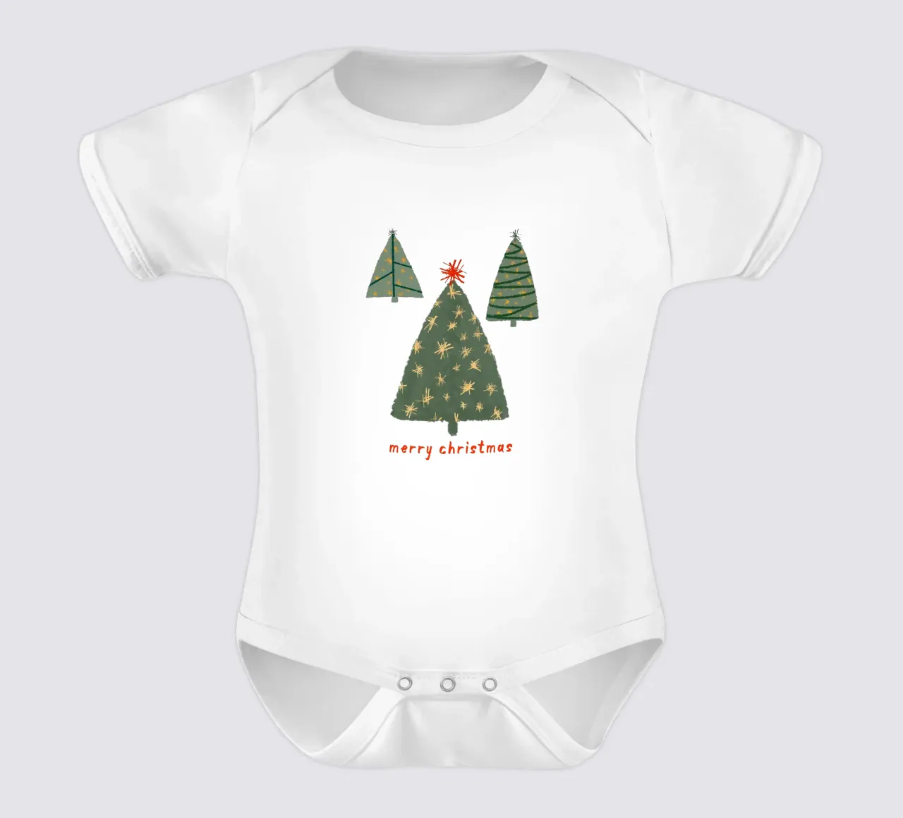 Merry Christmas | Simple Nordic Tree Scene body neonato maniche corte da sabidussi