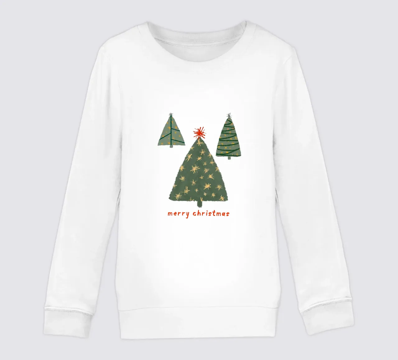 Merry Christmas | Simple Nordic Tree Scene kids sweatshirt by sabidussi