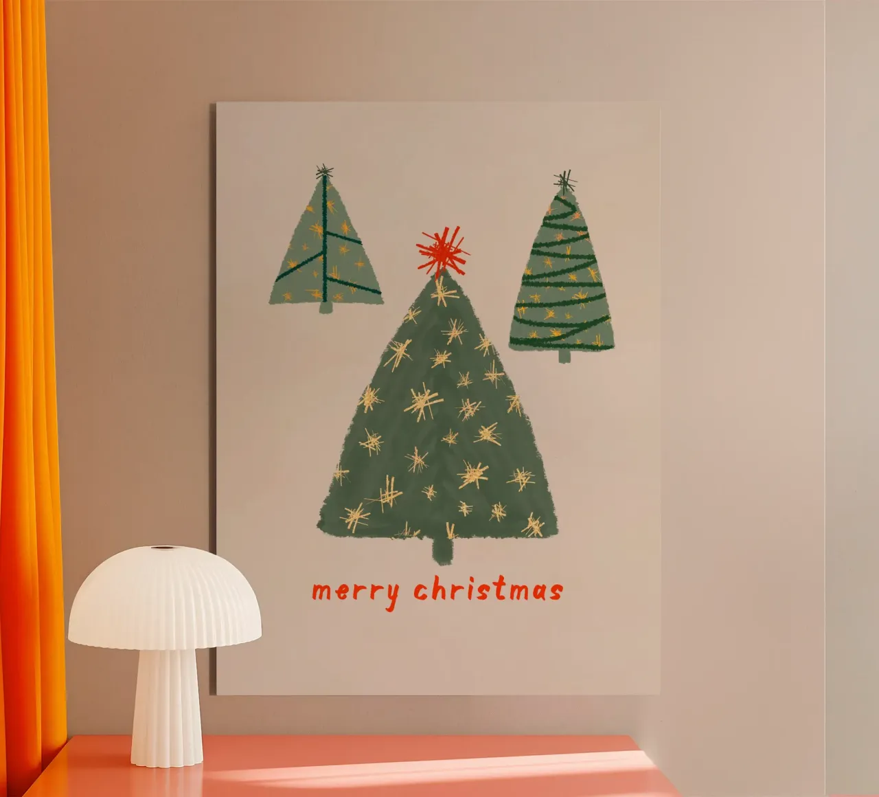 Merry Christmas | Simple Nordic Tree Scene pannello forex da sabidussi